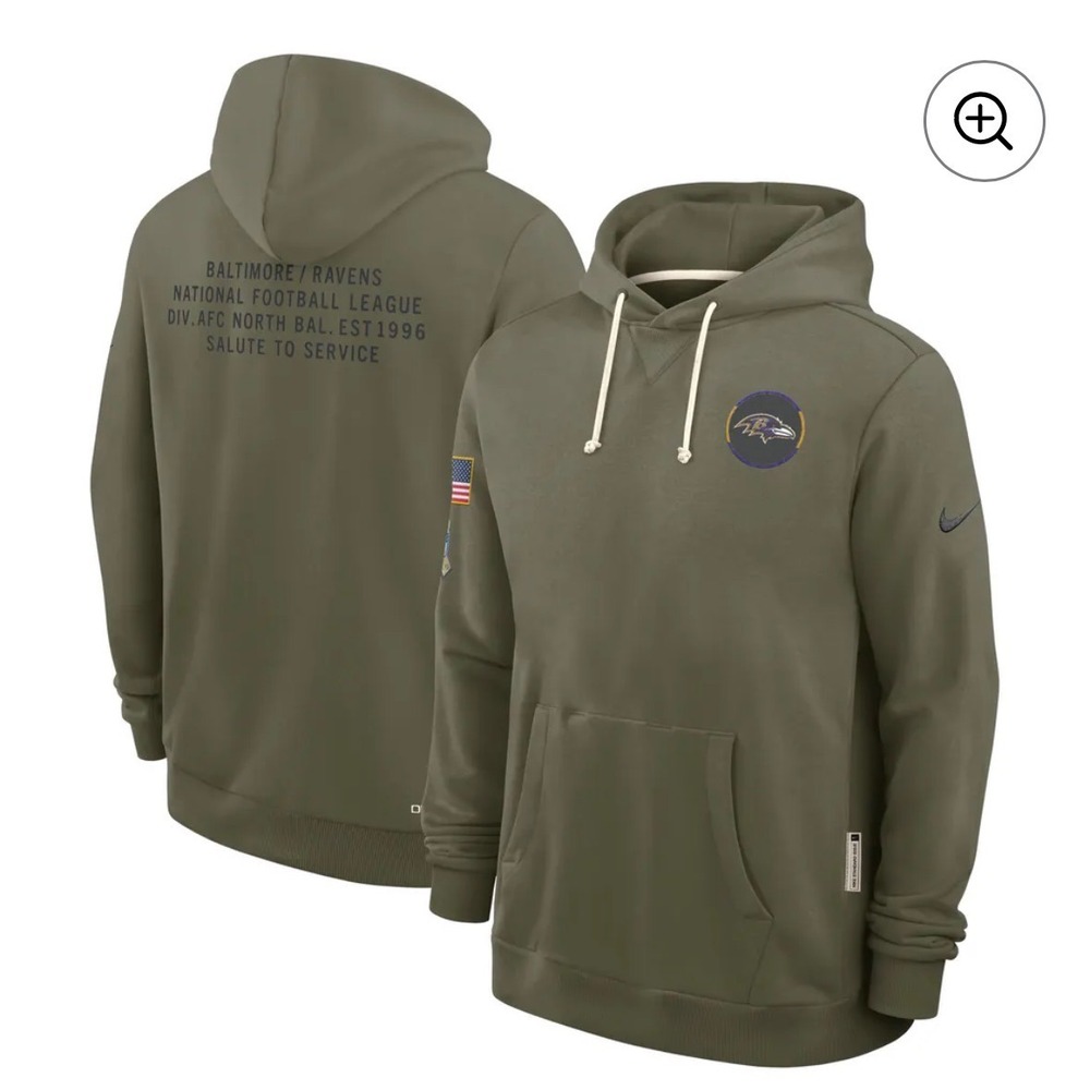Nike Baltimore Ravens Salute to Service Hoodie Olive Green XXL 03AZ-2DH-A23-D4V